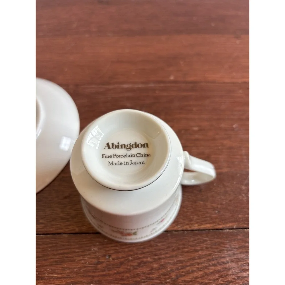 Abingdon‎ China Tea Cup Saucer Set Fine Porcelain Japan Excellent